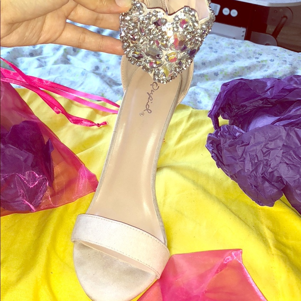 Nude studded heels
